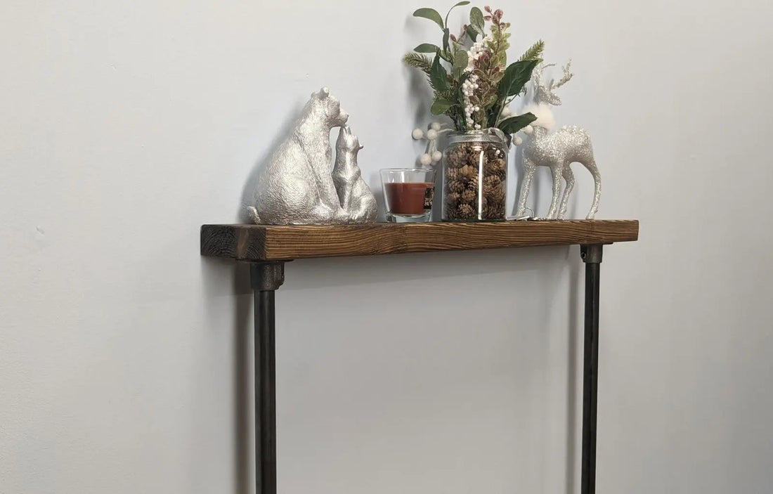 14x4cm Industrial Wooden Console Table - Rack n Rail