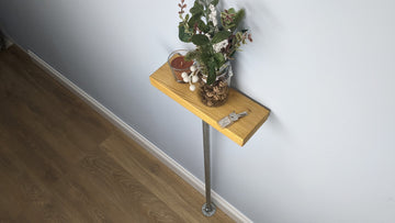 23x4cm Galvanised Industrial Wooden Console Table