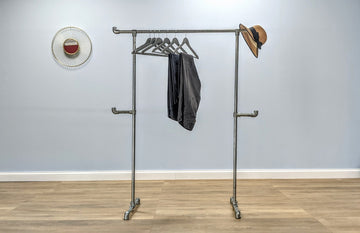 PLIKA Industrial Pipe Clothing Rack with Hooks