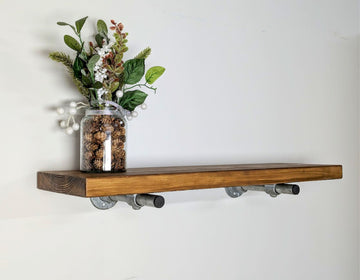 ZORVIK Chunky Rustic Shelf with Steel Brackets