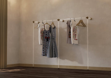 XALVO Minimalist Polished Brass and Lucite Clothes Rail Rack
