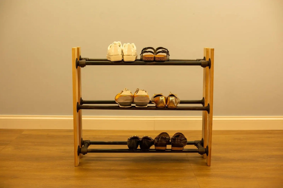 JOVKA Minimalist Shoe Rack with Pipe Fittings - Rack n Rail