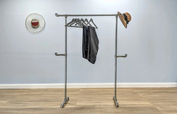 PLIKA Industrial Pipe Clothing Rack with Hooks - Rack n Rail
