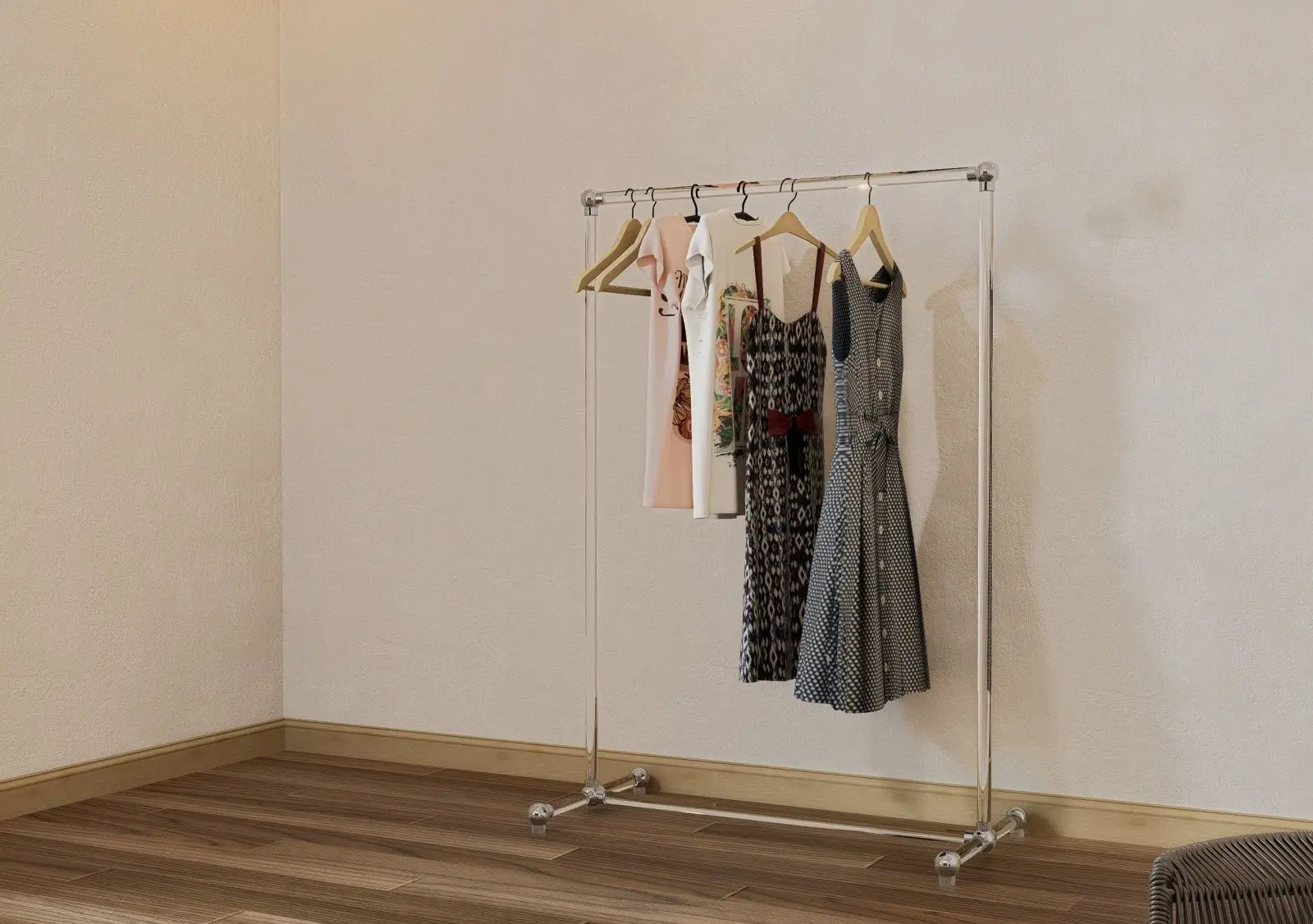 TOVRA Free - standing Lucite clothing rack - Rack n Rail