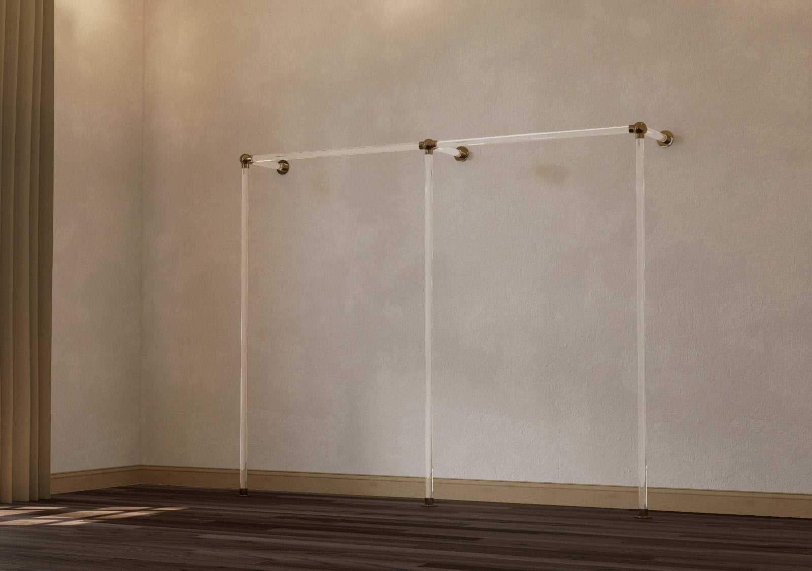 XALVO Minimalist Polished Brass and Lucite Clothes Rail Rack - Rack n Rail
