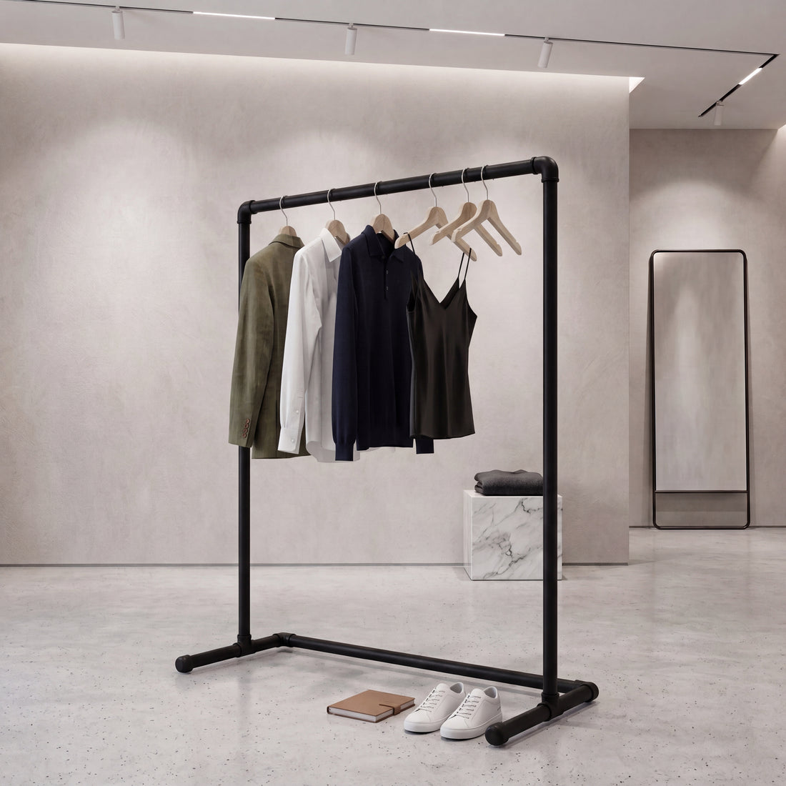 Kids Industrial Clothing Rack, Children's Freestanding Wardrobe Rail, Pipe Garment Rack - Montessori Kids Clothes Storage - Custom Size and Color