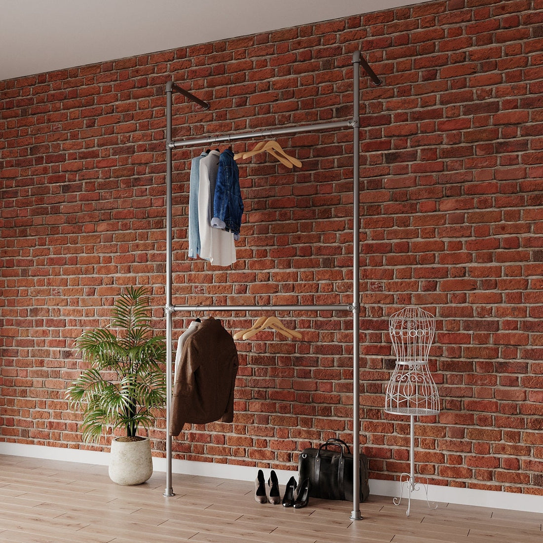 MELVA Galvanized Industrial Clothing Rack