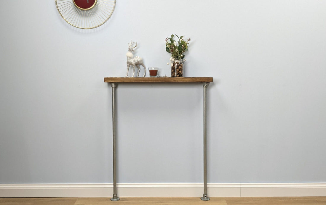 14x4cm 2 Leg Galvanised Industrial Console Table