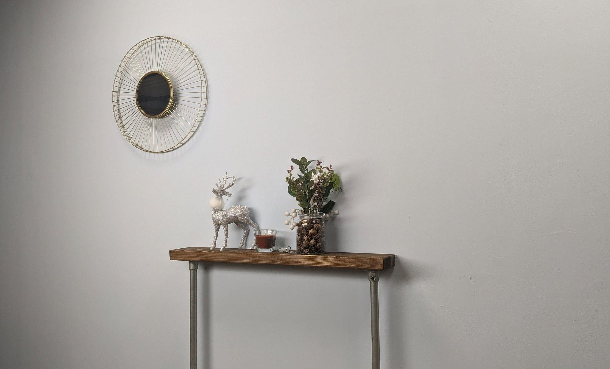 14x4cm 2 Leg Galvanised Industrial Console Table