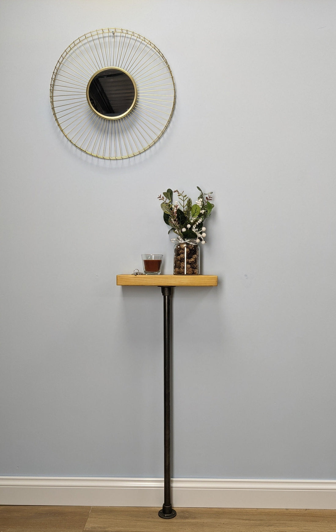 14x4cm Industrial Wooden Console Table - Industrial Pipe Legs