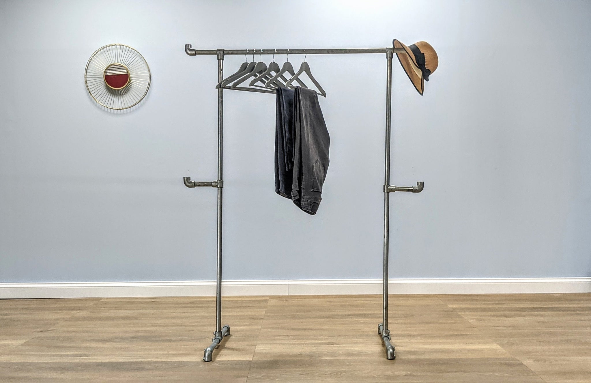 PLIKA Industrial Pipe Clothing Rack with Hooks