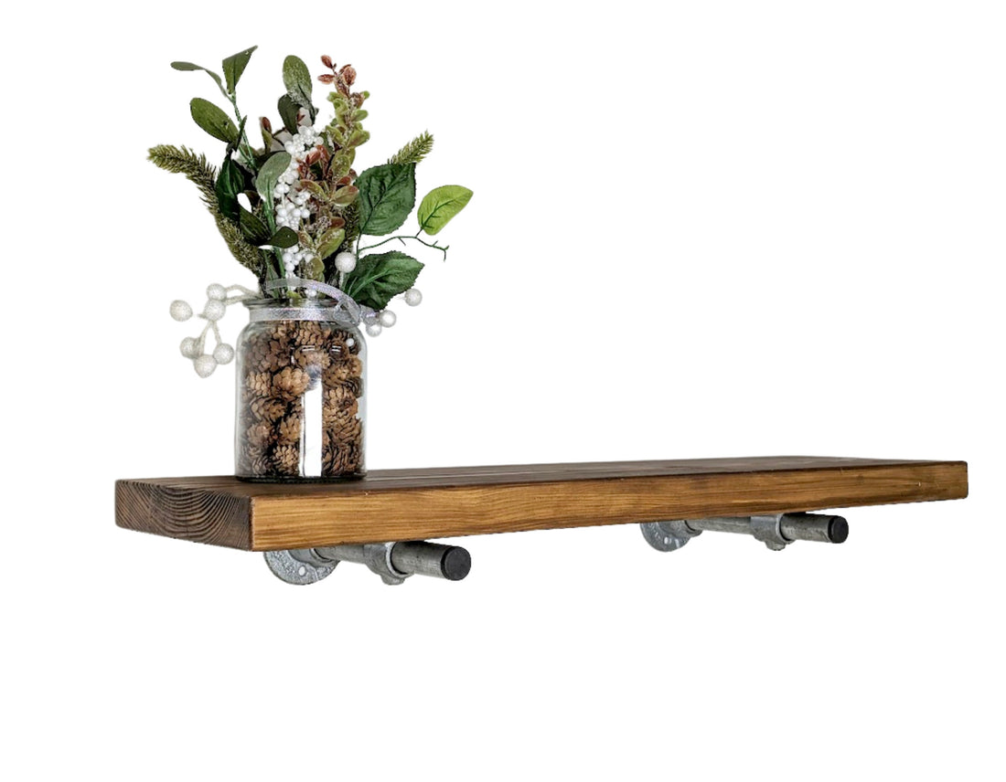 ZORVIK Chunky Rustic Shelf with Steel Brackets