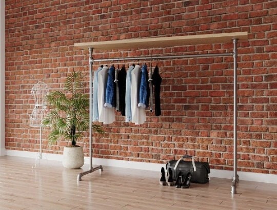 KOFRA Gold Free Standing Clothing Rack with Shelf