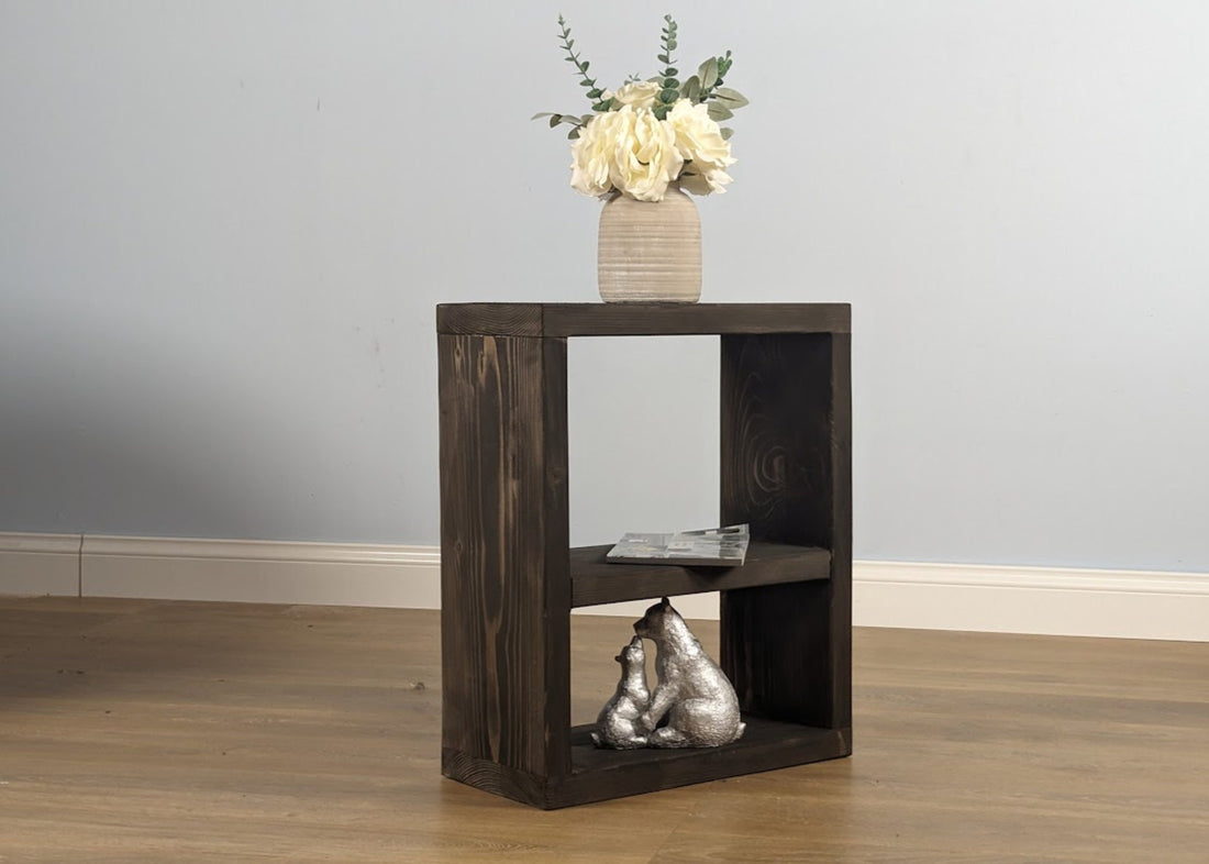 LIVNO Rustic end table with two shelves Side Table